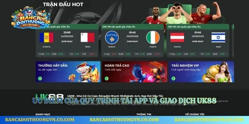 Ưu điểm của quy trình tải app và giao dịch UK88